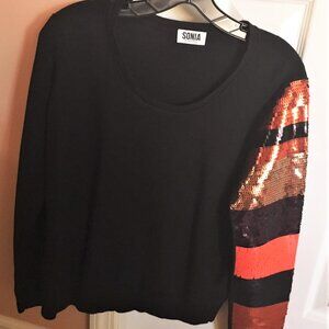 Unique Women Sonia by Sonia Rykiel Black Sweater with Sequins Size XL